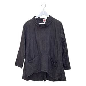 SOUTH STREET Linen Dark Brown 100% Linen Oversized Lagenlook Tunic Shirt Sz 6/8
